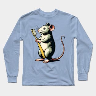 Cute rat carrying a toothbrush Long Sleeve T-Shirt